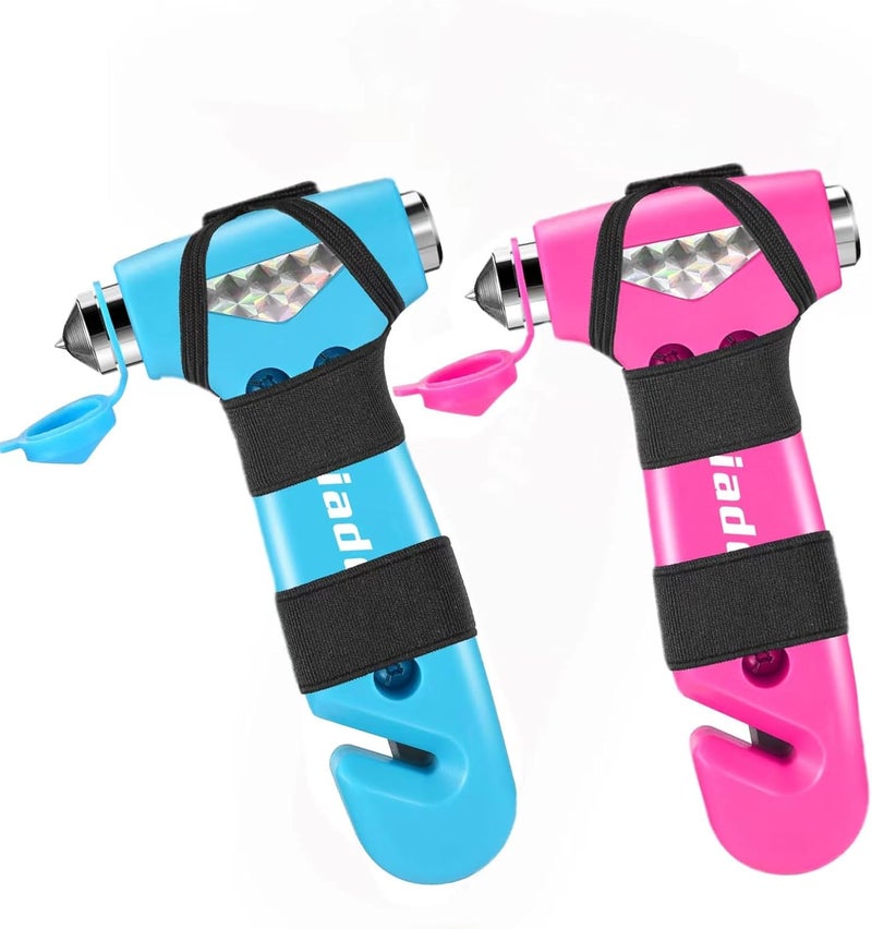Yiader Store Window Breaker, 2 Pack Automotive Escape Tool with Car Window Breaker and Seatbelt Cutter, Glass Breaker Car Essentials Emergency Escape Tool for Women（Pink+Baby Blue） - Image 1